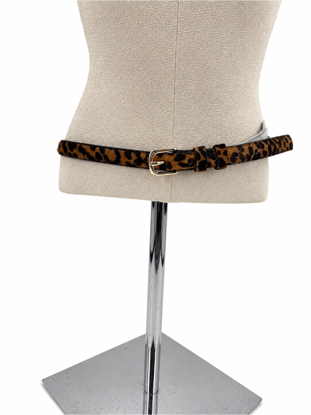 Banana Republic Leopard Calf Hair Skinny Belt Small Gold Buckle Animal Print